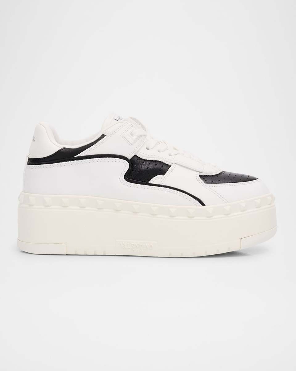 Bicolor Leather Platform Sneakers